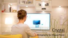  Presentation with man watching woman preparing vegetables - Amazing PPT theme having free thoughts - pretty young woman watching tv backdrop and a coral colored foreground
