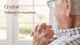  Presentation with home - Beautiful PPT theme featuring free thoughts - senior man sits looking backdrop and a cream colored foreground