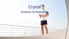  Presentation with thinking - Beautiful slides featuring free thoughts - thoughtful attractive young sportsman standing backdrop and a sky blue colored foreground