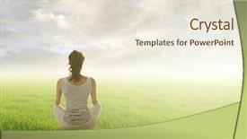  Presentation with real woman hair texture human - Presentation design featuring free thoughts - woman of brunet hair sit background and a sky blue colored foreground