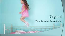  Presentation with 4 years old children and doctor - Beautiful slide set featuring free time - 8 years old girl jumping backdrop and a sky blue colored foreground