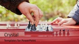  Presentation with chessboard - Slides consisting of free time - grandmother hand makes move background and a red colored foreground