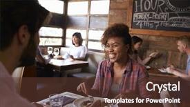  Presentation with lunch - Colorful PPT theme enhanced with free time - mixed race couple having lunch backdrop and a tawny brown colored foreground