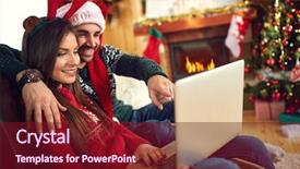  Presentation with man and woman - PPT theme consisting of free time - woman and man enjoying background and a tawny brown colored foreground