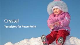 Presentation with brain and child development - Presentation theme having free time activities kids - child sit on snow hill background and a teal colored foreground