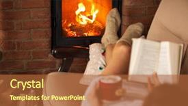  Presentation with hot chocolate - PPT theme having free time by the fire background and a red colored foreground