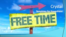  Presentation with free - Slide set consisting of free time sign with beach background and a teal colored foreground