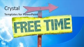  Presentation with free - Colorful slide set enhanced with free time sign with sky backdrop and a light blue colored foreground