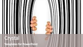  Presentation with free trade - Audience pleasing PPT theme consisting of free trade - big bar code torn apart backdrop and a gray colored foreground