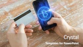  Presentation with business card - Cool new slides with free trade - business technology and cryptocurrency concept backdrop and a coral colored foreground