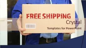  Presentation with courier delivery - Audience pleasing PPT layouts consisting of free trade - delivery concept courier holding cardboard backdrop and a lemonade colored foreground