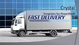  Presentation with parking lot - Theme having free trade - delivery concept service truck background and a light blue colored foreground
