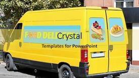  Presentation with free trade - Cool new slide set with free trade - food delivery concept service van backdrop and a yellow colored foreground