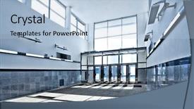  Presentation with free trade - PPT theme with free trade - wide metro entrance interior background and a light blue colored foreground