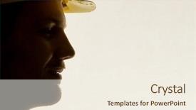  Presentation with free trade - Presentation design consisting of free trade - worker in a business enterprise background and a sky blue colored foreground