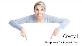  Presentation with hazmat placard - Colorful presentation enhanced with free training - happy woman holding a white backdrop and a white colored foreground