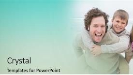  Presentation with family - Amazing PPT theme having free transitions - family at beach doing piggy backdrop and a soft green colored foreground