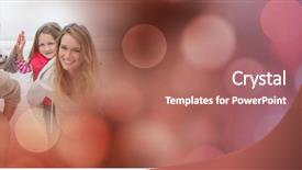  Presentation with family - Audience pleasing slide set consisting of free transitions - family at beach doing piggy backdrop and a coral colored foreground