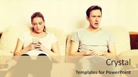  Presentation with man watching woman preparing vegetables - Beautiful PPT theme featuring news free - couple at home man watching backdrop and a blonde colored foreground