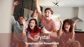  Presentation with special education young adult man - Cool new slide deck with free pizza - four young adult friends watching backdrop and a tawny brown colored foreground