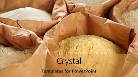  Presentation with bag iv fluid closeup saline - Beautiful PPT theme featuring free typing - bags with different types backdrop and a gold colored foreground