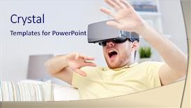  Presentation with virtual reality physical therapy - Colorful PPT theme enhanced with free video games - 3d technology virtual reality gaming backdrop and a  colored foreground