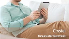  Presentation with technology learning - Presentation theme enhanced with tourist woman in hat at white bridge in botanical garden with autumn trees at overcast cloudy sky in tbilisi georgia background and a tawny brown colored foreground.