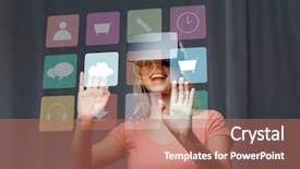  Presentation with virtual technology - Slide set enhanced with free video games - technology virtual reality entertainment background and a coral colored foreground