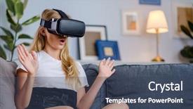  Presentation with young woman diagnosis of sti - Audience pleasing slide set consisting of free visualization - attractive young woman in vr backdrop and a  colored foreground