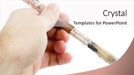  Presentation with automatic hand sanitizer dispenser - Audience pleasing PPT theme consisting of free visualization - paintbush being held backdrop and a white colored foreground