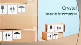  Presentation with free warehouse - Slide set consisting of free warehouse - cardboard boxes on light background background and a  colored foreground
