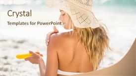  Presentation with sunscreen - Cool new presentation theme with free waves - woman applying sunscreen backdrop and a lemonade colored foreground