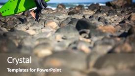  Presentation with seismic wave - Beautiful theme featuring free waves - young boy surfing the wave backdrop and a  colored foreground