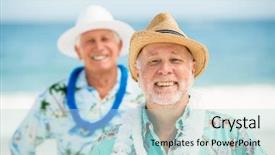  Presentation with honolulu senior on a beach - Colorful presentation theme enhanced with free waves grey - senior man standing backdrop and a  colored foreground