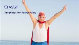  Presentation with superman - Amazing theme having free waves grey - senior man wearing superman costume backdrop and a  colored foreground