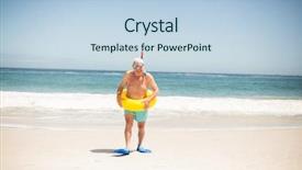  Presentation with honolulu senior on a beach - Cool new presentation theme with free waves grey - senior man with swimming ring backdrop and a light blue colored foreground