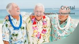  Presentation with beach - Presentation theme with free waves grey - senior men standing background and a sky blue colored foreground