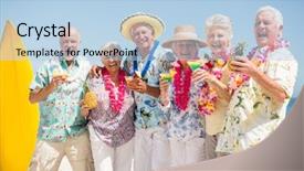  Presentation with active seniors senior e - Presentation theme having free waves grey - seniors drinking cocktails background and a  colored foreground