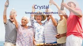  Presentation with seniors - PPT layouts featuring free waves grey - seniors having barbecue background and a  colored foreground
