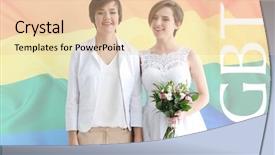  Presentation with married couple - Theme featuring happily married lesbian couple background and a mint green colored foreground