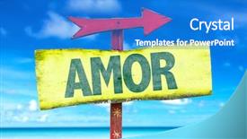  Presentation with love - Beautiful slide set featuring free vwedding - love in portuguese sign backdrop and a cobalt blue colored foreground