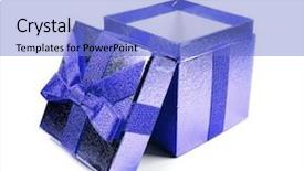  Presentation with an open gift box - Beautiful presentation design featuring free vwedding - opened blue shining gift box backdrop and a light blue colored foreground