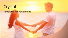  Presentation with love romance - PPT layouts consisting of romantic couple lovers holding hands background and a blonde colored foreground