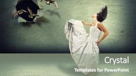  Presentation with doves - Theme with vintage doves - woman dancing in an empty background and a gray colored foreground