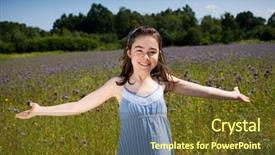  Presentation with green - Presentation theme enhanced with free welcome - girl with open arms background and a tawny brown colored foreground