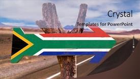  Presentation with old map south africa - Slide deck enhanced with free welcome - south africa flag wooden sign background and a light blue colored foreground