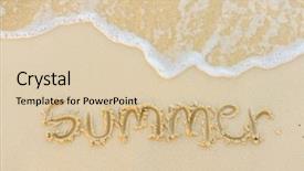  Presentation with welcome - Presentation design featuring free welcome - summer text with white sandy background and a  colored foreground