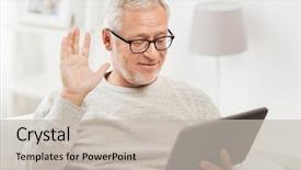  Presentation with distance learning - Theme featuring free welcome - technology people and lifestyle distance background and a light gray colored foreground