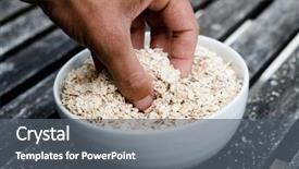  Presentation with free food - Theme enhanced with free whole food - closeup of the hand background and a gray colored foreground