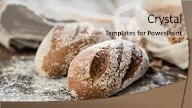  Presentation with flour - Presentation theme having free whole food - fresh bread with flour background and a soft green colored foreground